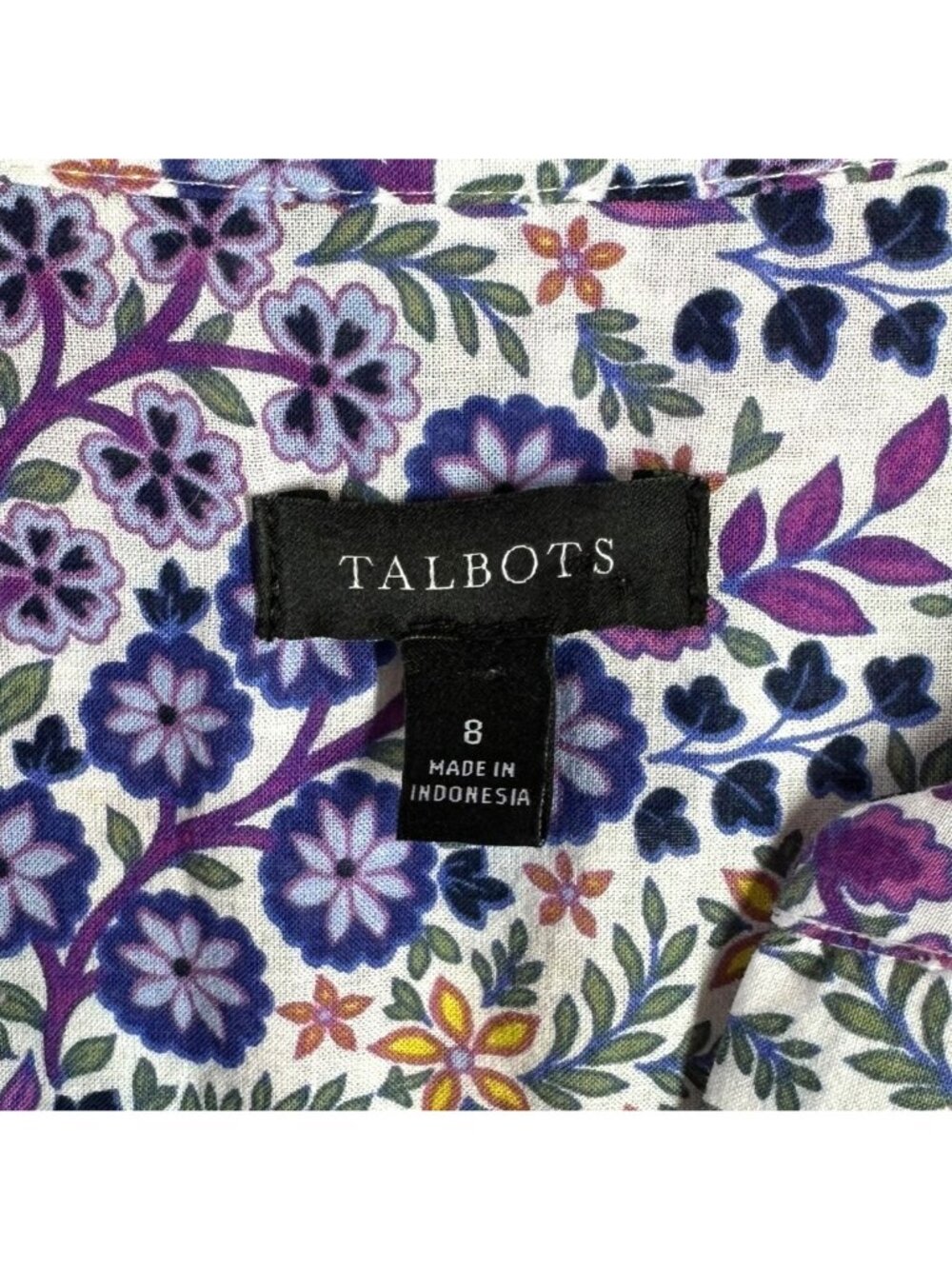 Talbots Purple Floral Cotton Button Front Dress Size 8 EUC Cottagecore - Picture 5 of 6